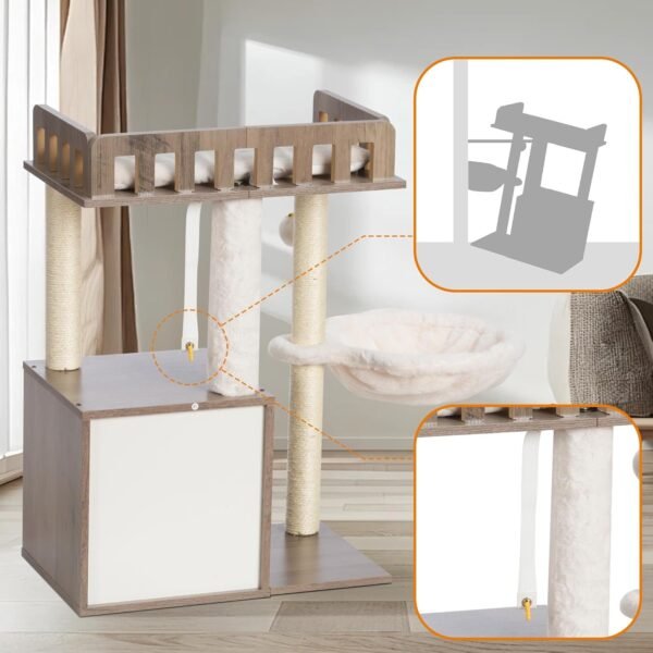 Wooden Cat Tower with Scratching Posts